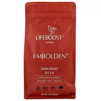 Lifeboost, Кофе, Embolden™, Цельные зерна, Темная обжарка, 340г (12oz)