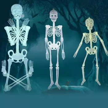 Lifelike Halloween Skull Decorations For Scare Effect Hanging Skeleton Halloween Decor ABS Parties Skeleton Man 150cm светло-зеленый