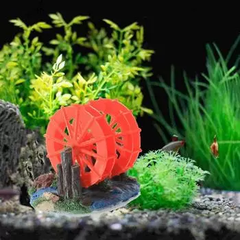 Lifelike Simulation Water Wheel Traditional Artificial Rockery Wheels Fish Tank Style A