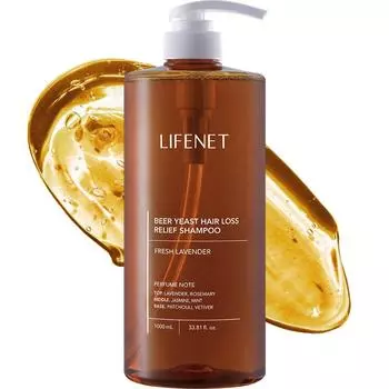 Lifenet Brewer s Yeast Hair Loss Symptoms Relief Scalp Care Shampoo, Fresh Lavender Fragrance, 1L, 1 Piece