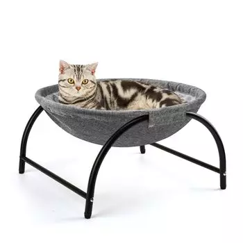LIFLIX Кровать-гамак для кошек Мягкая плюшевая кровать для кошек Отдельно стоящая Легко собирается Съемная Моющаяся серый