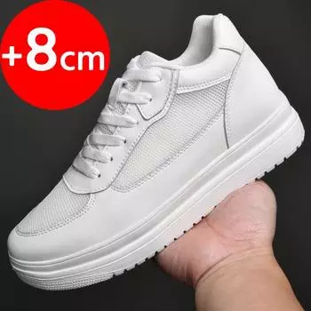 Lift sports shoes for men, mesh heightening shoes, heightening insoles 6/8 cm white black heightening shoes, men s casual shoes 36