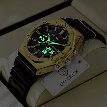 LIGE 2022 Новые мужские часы с двойным дисплеем, лучший люксовый бренд, кварцевые часы, водонепроницаемые светящиеся наручные часы для мужчин чёрный