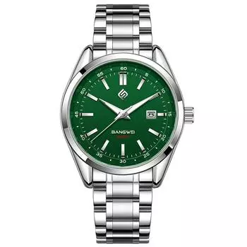 LIGE Бренд Bangwei Мода Роскошные Кварцевые Мужские Часы Бизнес Нержавеющая Сталь Классические Простые Водонепроницаемые Дата Мужские Кварцевые Часы зелёный