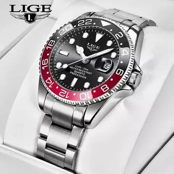 LIGE модные деловые мужские часы, водонепроницаемые часы с автоматической датой, военные мужские часы, спортивные мужские наручные часы из нержавеющей стали