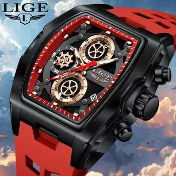 LIGE модные мужские часы-хронограф с силиконовым ремешком и многофункциональным циферблатом, водонепроницаемые светящиеся мужские кварцевые часы синий
