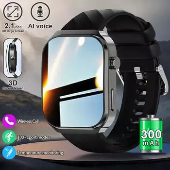 LIGE New U13 Smart Watch 2.1-inch 3D Curved Screen Bluetooth Call Outdoor Sports Waterproof Men s Smart Watch silicone strap чёрный