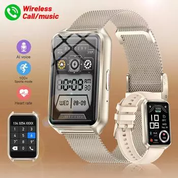 LIGE Новинка 2024 года, 1,57-дюймовый Bluetooth-вызов, Смарт-часы, мужские фитнес-трекер, спортивный браслет с пульсометром, модные женские умные часы silicone strap чёрный