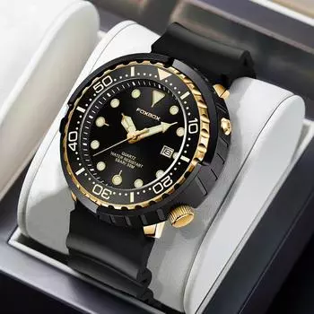 LIGE Новые часы для мужчин, модные силиконовые ремешки, хронограф, спортивные наручные часы, 50 м, водонепроницаемые, светящиеся, для дайвинга, мужские часы чёрный/золотой