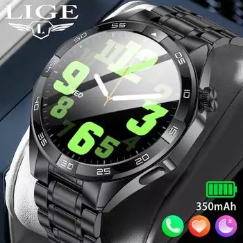 LIGE Новые модные умные часы 1,55-дюймовый круглый экран Цельностальные спортивные фитнес-водонепроницаемый умный браслет Bluetooth-вызовы для отслеживания здоровья Смарт-часы