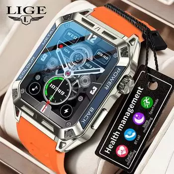 LIGE Новые спортивные умные часы 1,91 дюйма, цельнометаллический цветной спортивный фитнес-браслет, Bluetooth-вызов, управление здоровьем, умный браслет, мужские умные часы