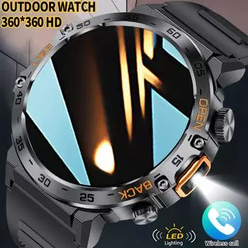 LIGE Новые светодиодные умные часы со светодиодной подсветкой 1,53-дюймовый HD круглый экран Bluetooth звонок мужские умные часы silicone strap чёрный