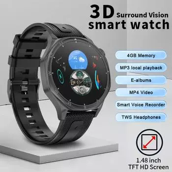 LIGE Новые умные часы 4 ГБ большой памяти Bluetooth вызов мужские умные часы для спорта на открытом воздухе обнаружение здоровья водонепроницаемый умный браслет silicone strap чёрный