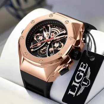 LIGE Роскошные модные мужские часы лучший бренд кварцевые часы с большим циферблатом креативные водонепроницаемые кварцевые часы спортивный хронограф
