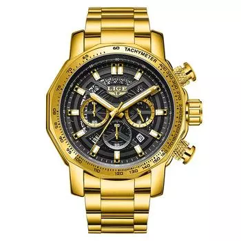 LIGE Top Luxury Men Watch Military Fashion Quartz Wristwatches Waterproof Luminous Chronograph Men Quartz Watches