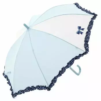 Light and durable glass fiber rib ribbon replacement plaid pattern with frills cute 55cm jump umbrella (polyester saxophone)