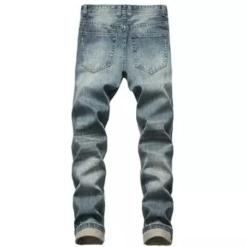 Light Blue Distressed Straight Fit Button Up Plus Size Men s Jeans S синий