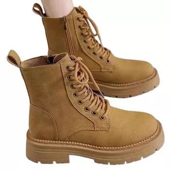Light Brown Deep Brown SyfIyno Thick Soled Short Boots for Increased Comfort and Warmth Outdoor Boots Autumn Winter New Styles 35 светло-коричневого