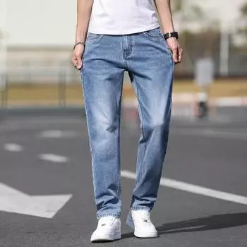 Light Business Men s Jeans, Men s High-end Summer Men s Casual Straight Leg Pants, Men s 28 чёрный