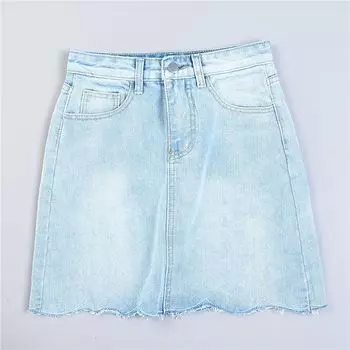 Light Color High Waist Denim Skirt 6.29 L79434 Slimming Belly-Covering Youth Girlish Style Trendy Skirt Summer 1 Light orchid S