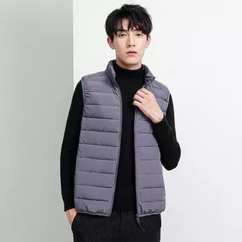 Light Down Jacket Men s Short Autumn and Winter Seamless White Duck Down Light M серый