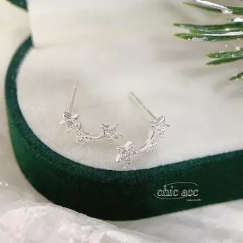 Легкие роскошные и высококачественные серьги с тремя цирконами в форме звездочек, маленькие и изысканные серьги в стиле ниши