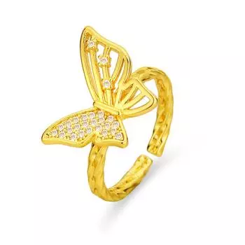 Легкое роскошное кольцо-бабочка, кольцо на указательный палец с новым нишевым дизайном, модное универсальное индивидуальное кольцо adjustable золотой