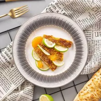 Light Luxury Circular Ceramic Plate High End Restaurant Steak Plate Home Delicious Dishes Dining Plates Unique Tableware