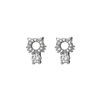 Light Luxury Diamond-inlaid Cat Earrings Cute Animal Niche Design Sense High-end New Earrings
