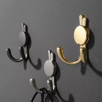 Light Luxury Double Hooks Creative Shape Wall-hanging Sling Portable Rabbit Clothes Hook Home Style 2