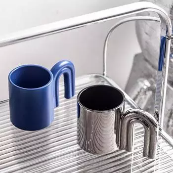 Light Luxury Drinking Cup High-end Simple Large-capacity Ins Wind Ceramic Nordic Mug Oatmeal Coffee Cup Living Room Decoration синий