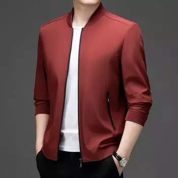 Легкая роскошная повседневная деловая куртка ранней осени для мужчин среднего и молодого возраста, повседневная бейсбольная куртка с воротником для мужчин M хаки