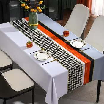 Light Luxury Exquisite Thousand Bird Grid Pvc Tablecloth Waterproof And Oil-Proof Coffee Table Cloth Ins Wind Dining Table Cloth Yarn Cloth 140*140cm