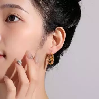 Light luxury fashion English letter F zircon earrings earrings 925 high-end earrings brand texture earrings fashion