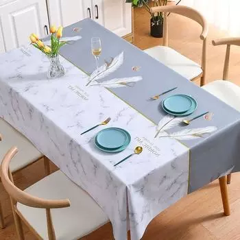 Light Luxury Feather Butterfly Tablecloth Waterproof And Oil-Proof Rectangular Tablecloth Wind Coffee Table Cloth Dining Table Mat Pvc 140*140cm