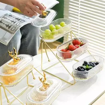 Light Luxury Fruit Tray Home Living Room Coffee Table Snack Multi-layer Snack Tray High-end Candy Tray Separate Dried Fruit Storage Box