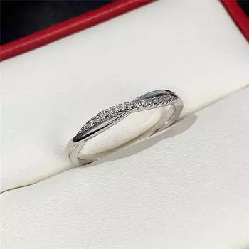 Light Luxury Full Circle Full Of Zircon Women S Ring, Platinum-Plated Versatile Accessories Ring 6