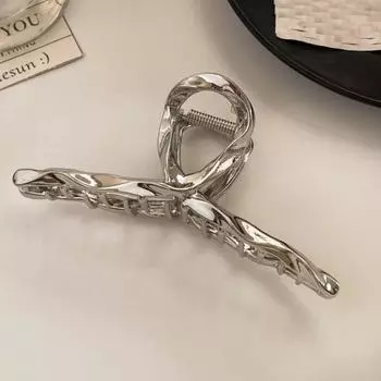 Light Luxury Hairpin Shark Clip Headdress Hair Claw Korean Style Metal Grab Clip Daily серебряный