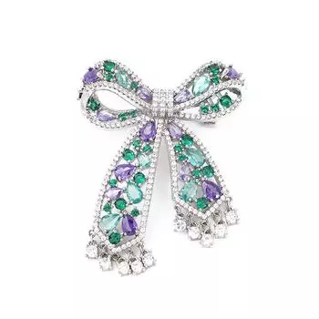 Легкая роскошная брошь высокого класса с бантом из циркона, модный универсальный блейзер, пальто, корсаж, аксессуары белый