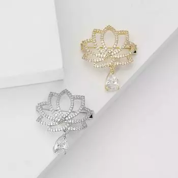 Легкая роскошная высококачественная микро-инкрустированная медная циркониевая брошь-подвеска в виде лотоса, темпераментная элегантная женская одежда, брошь-булавка