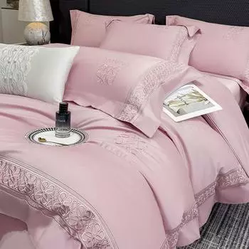 Light Luxury High-End Sense Xinjiang Long-Staple Cotton 4Pcs Set Maternal And Infant Grade A Cotton Pure Cotton High-End Embroidery Bedding 1.5m bed sheet 4pc quilt 2*2.3m