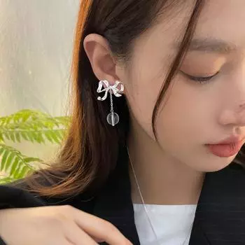 Light luxury high-end water drop pendant earrings women s niche versatile sweet girl style bow earrings new copper