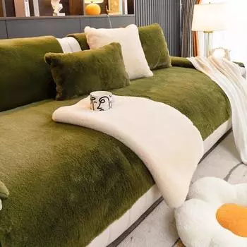 Light Luxury Imitation Mink Fur Sofa Cushion Winter Thick Anti Slip Sofa Towel Cushion Cover L Shape Sofa Mat Chairs Couch 70x70cm 1pcs