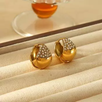 Light luxury inlaid diamond drop-shaped stainless steel stud earrings women s 18k gold titanium steel earrings fashion ear jewelry