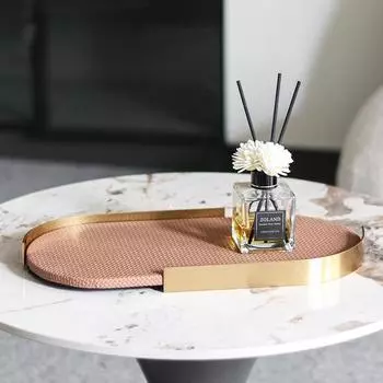 Легкий роскошный кожаный поднос для ароматерапии, овальный, в стиле Ins, для гостиной, спальни, поднос для хранения украшений из плетеной кожи Orange tray M1002837