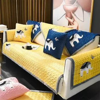 Light Luxury Leather Sofa Cushion, Non-slip, Simple Winter Plush Cushion, Universal Thickened Cover for All Seasons 70*70cm