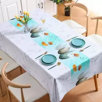 Light Luxury Means Green Leaf Tablecloth Ins Wind Waterproof, Oil-Proof And Anti-Scalding Coffee Table Tablecloth 140*140cm