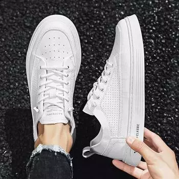 Light luxury men s shoes McQueen board shoes 2024 new winter four-season versatile white shoes youth sports and leisure shoes 39 белый