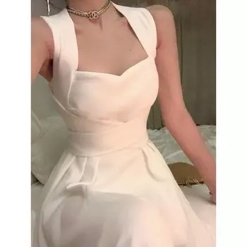 Light Luxury Minority Silm Long Everyday Style Dress Skirt Gray Blue(In stock) XS