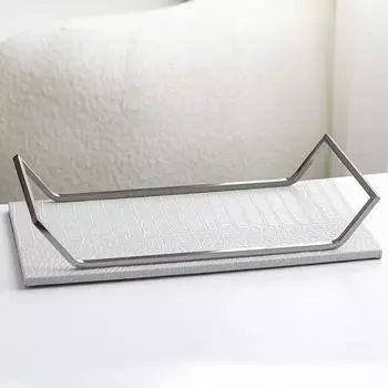 Light Luxury Model Room Sales Office High Handle Tray Ornaments Study Room Dining Room Bedroom Art Crocodile Pattern Leather Accessories High lift tray M101677